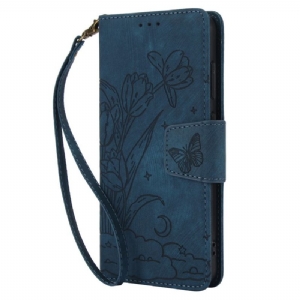 Lederhüllen Samsung Galaxy S25 5g Wildlederoptik Mit Blumenmuster