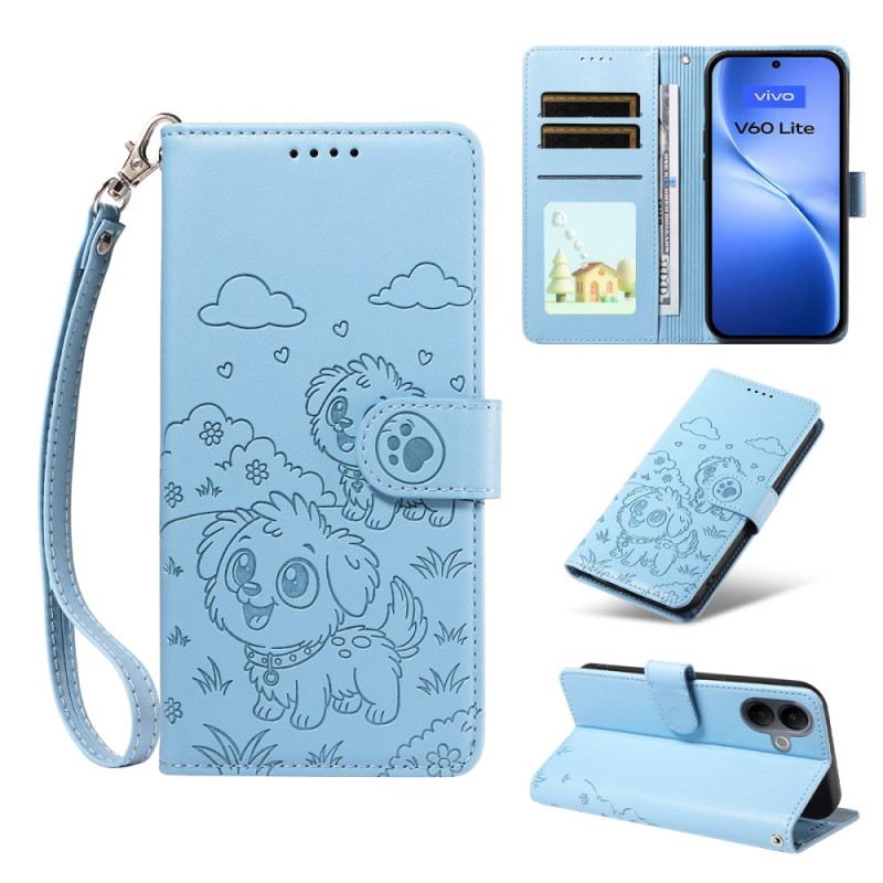 Lederhüllen Für Vivo V60 Lite Rfid-schutz Und Hundemuster