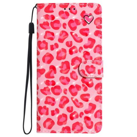 Lederhüllen Für iPhone 16 Plus Rosa Leopardenmuster Mit Riemen
