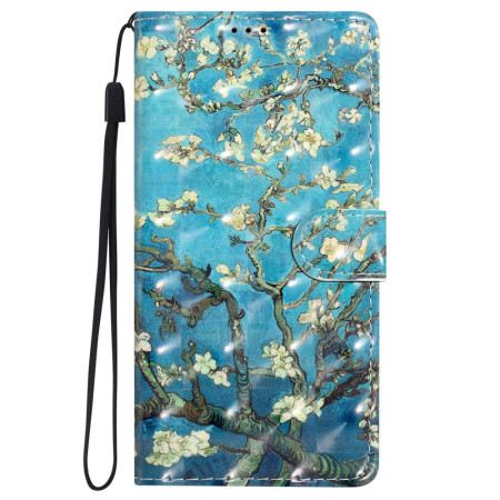 Lederhüllen iPhone 16 Plus Aprikosenblüten Mit Riemen
