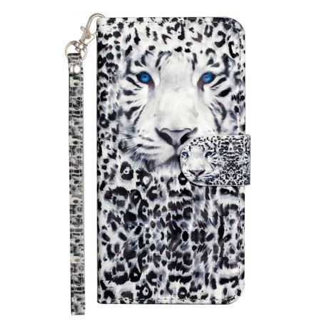 Lederhüllen iPhone 16 Plus Handyhülle Leopardenkopf Mit Riemen