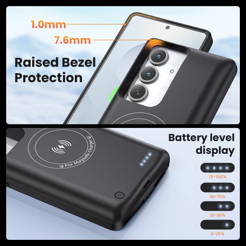 10000-mah-akkuhülle Für Samsung Galaxy S25 Plus / S24 Plus Mit Ladegerät Und Magnetischer Befestigung