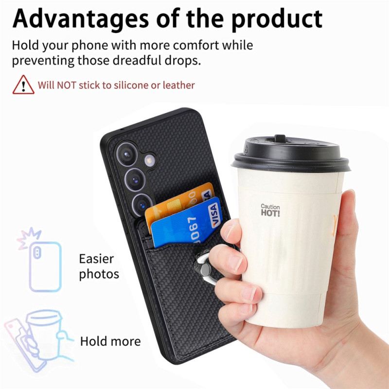 Hülle Samsung Galaxy S25 Plus 5g Handyhülle Kartenhalter & Ringhalter Aus Kohlefaser