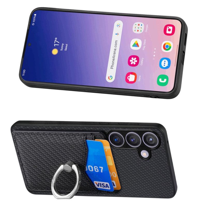 Hülle Samsung Galaxy S25 Plus 5g Handyhülle Kartenhalter & Ringhalter Aus Kohlefaser