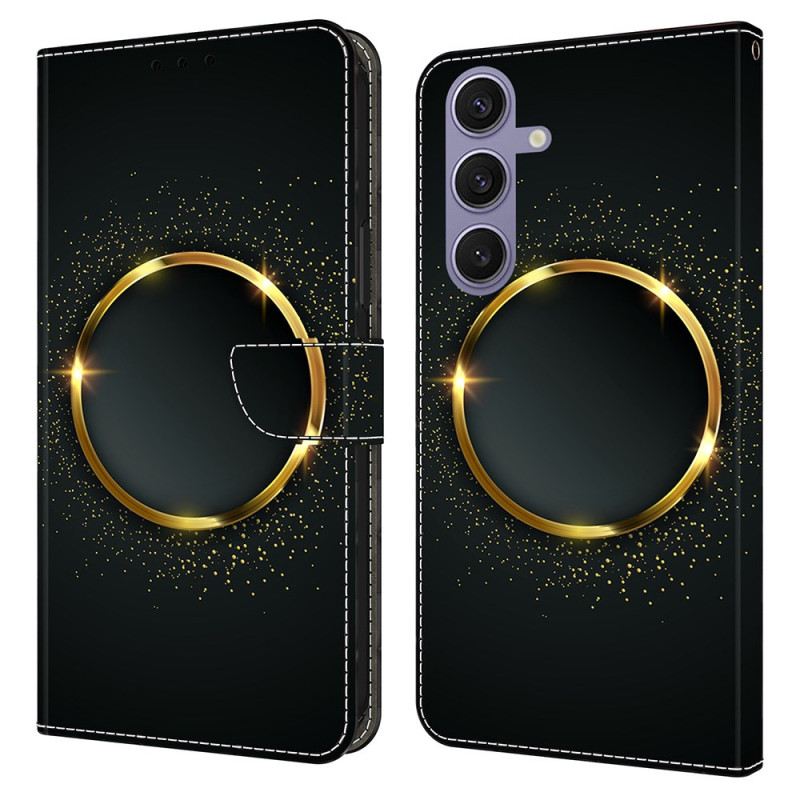 Lederhüllen Für Samsung Galaxy S25 Plus 5g Goldener Kreis