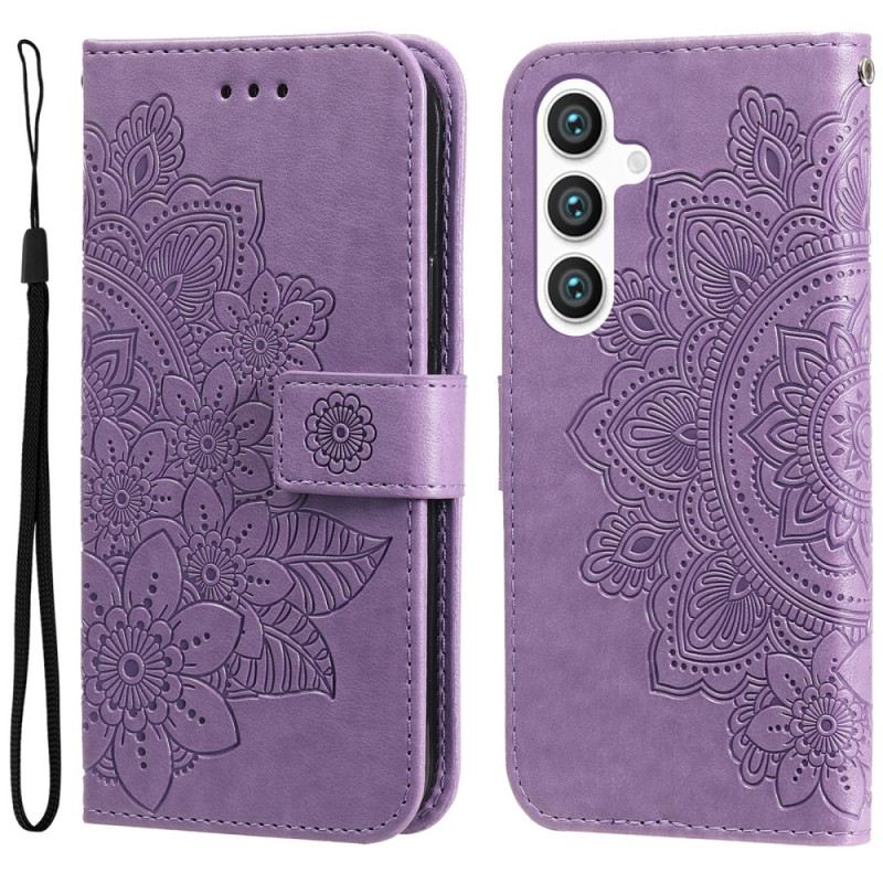 Lederhüllen Samsung Galaxy S25 Plus 5g Blumendesign Mit Riemen