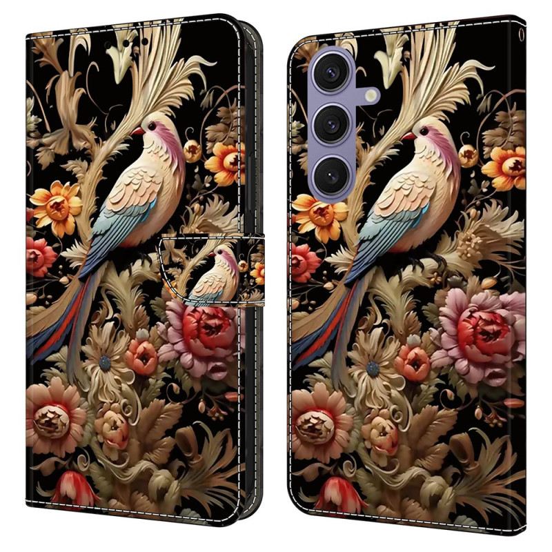 Lederhüllen Samsung Galaxy S25 Plus 5g Handyhülle Blumen Und Vögel