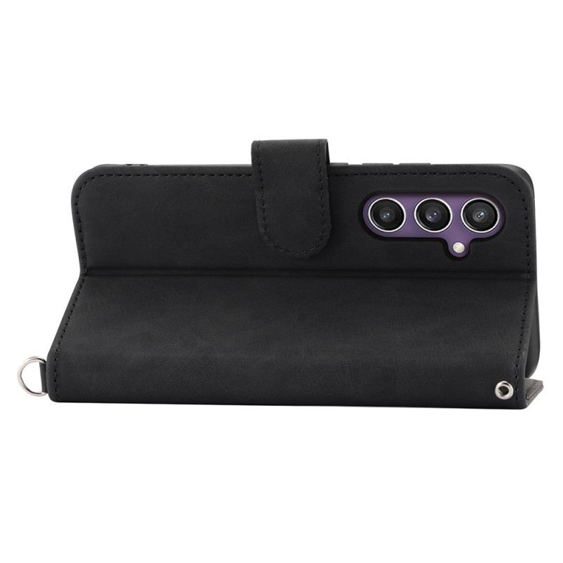 Lederhüllen Samsung Galaxy S25 Plus 5g Handyhülle Blumenmuster Und Riemen