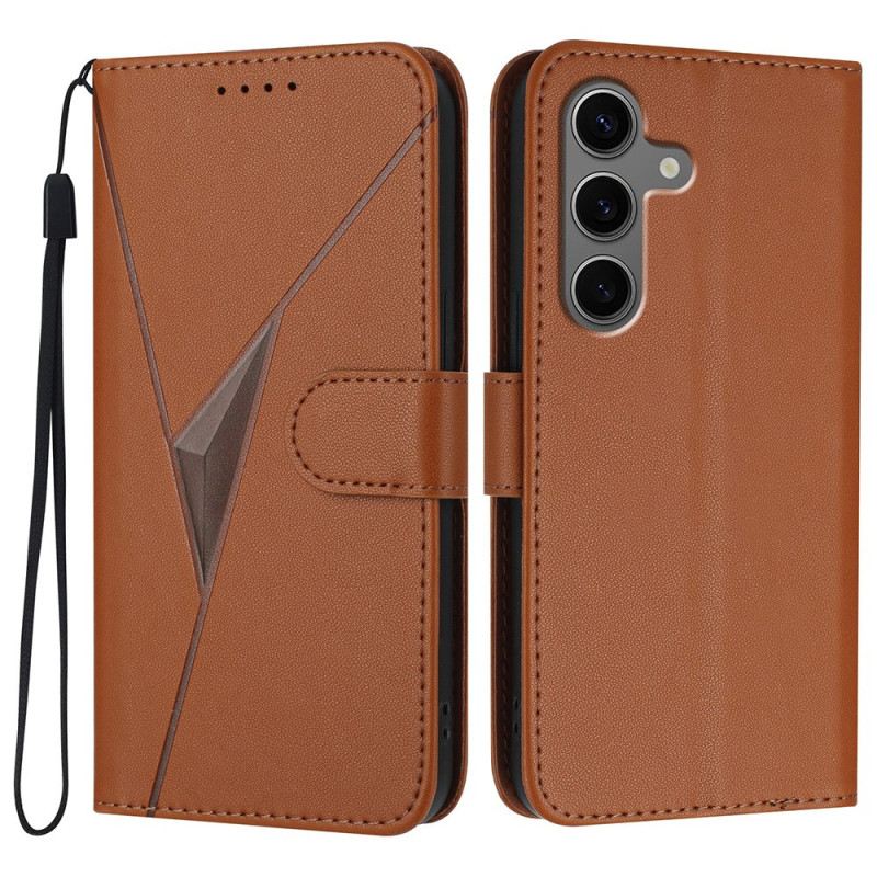 Lederhüllen Samsung Galaxy S25 Plus 5g Handyhülle Dreieckiges Muster