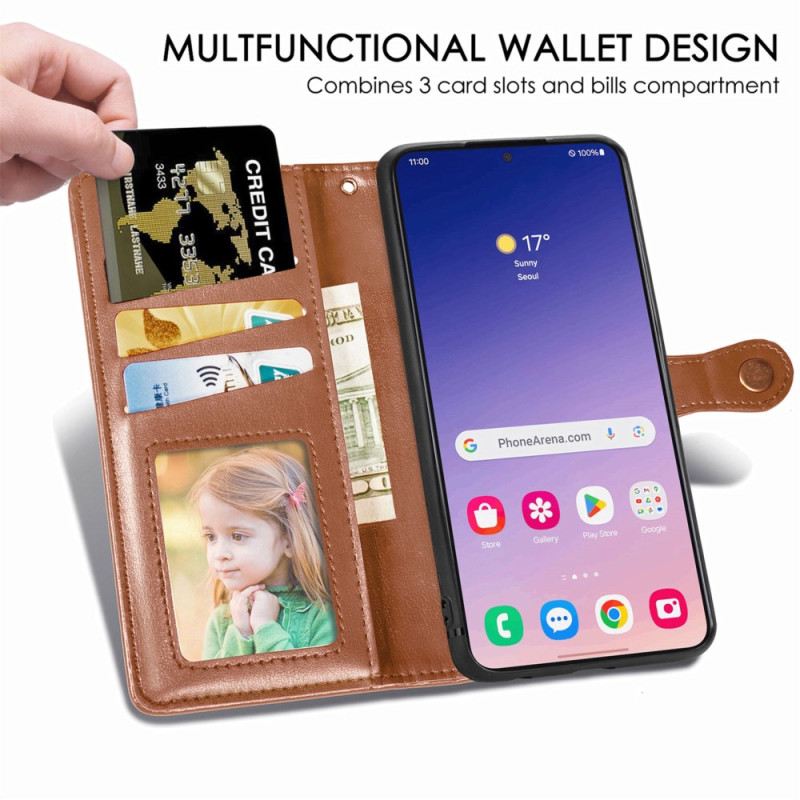 Lederhüllen Samsung Galaxy S25 Plus 5g Handyhülle Knopfverschluss