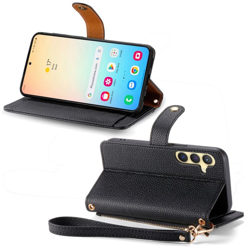 Lederhüllen Samsung Galaxy S25 Plus 5g Ledergeldbörse Mit Rfid-geschütztem Reißverschlussfach