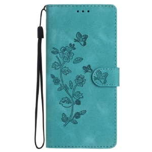 Lederhüllen iPhone 16 Pro Handyhülle Blumenmusterdruck