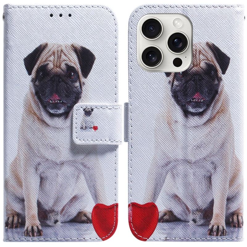 Lederhüllen iPhone 16 Pro Handyhülle Mops