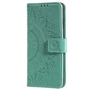 Lederhüllen iPhone 16 Pro Mandala-sonne Mit Riemen
