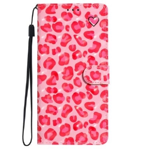 Lederhüllen iPhone 16 Pro Rosafarbenes Leopardenarmband