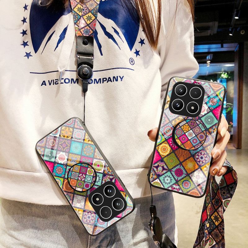 Hülle Xiaomi 17 Patchwork-ständer Mit Tragegurt