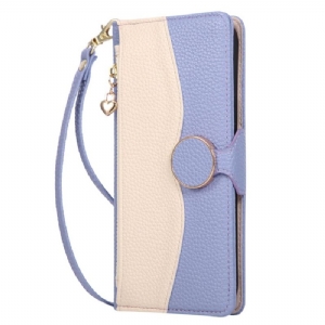 Lederhüllen Für Xiaomi 17 Zweifarbige Geldbörse Mit Handschlaufe