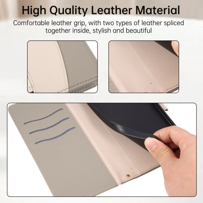 Lederhüllen Für Xiaomi 17 Zweifarbige Geldbörse Mit Handschlaufe