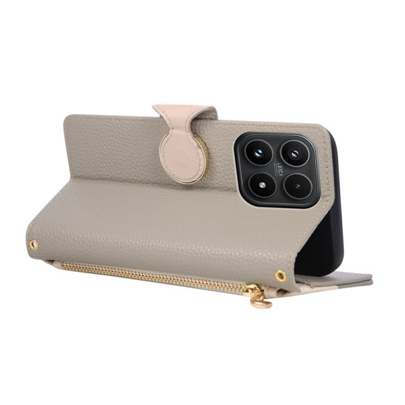 Lederhüllen Für Xiaomi 17 Zweifarbige Geldbörse Mit Handschlaufe