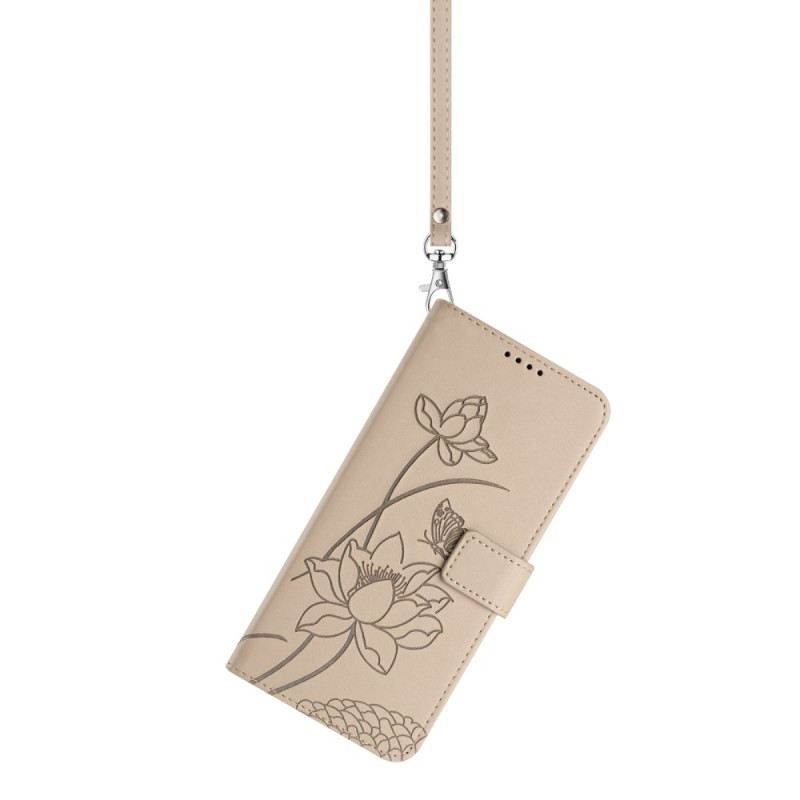 Lederhüllen Xiaomi 17 Handyhülle Lotusmuster Mit Lanyard