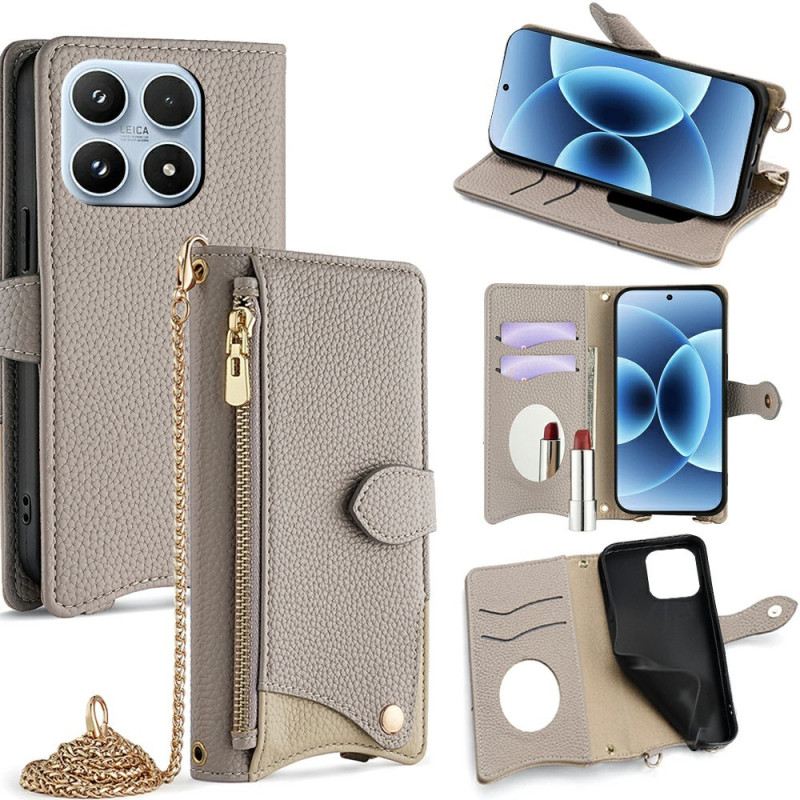 Lederhüllen Xiaomi 17 Schulterriemen Mit Spiegel Und Kette