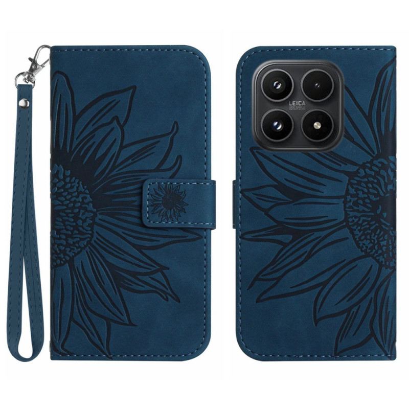 Lederhüllen Xiaomi 17 Sonnenblumenmuster Mit Riemen