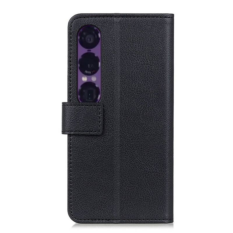 Lederhüllen Für Sony Xperia 1 Vii Klassisches Schwarz