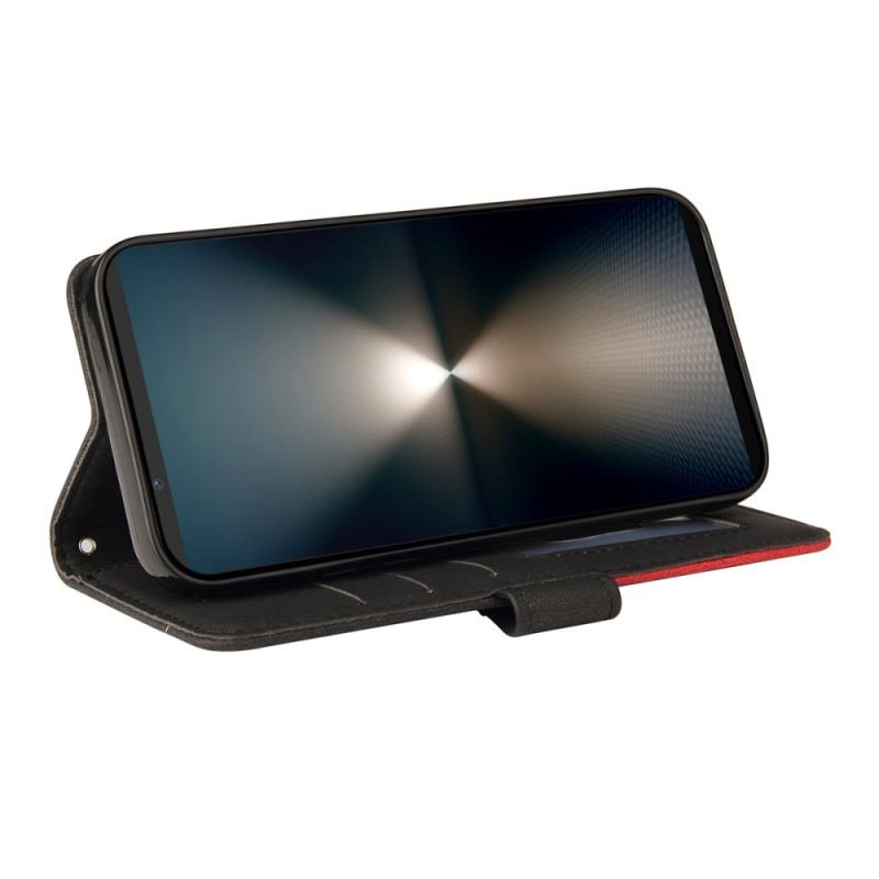 Lederhüllen Für Sony Xperia 1 Vii Zweifarbige Wellenlinie