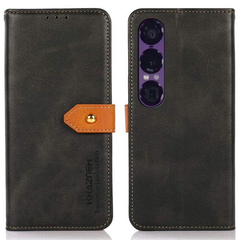 Lederhüllen Sony Xperia 1 Vii Khazneh Goldverschluss