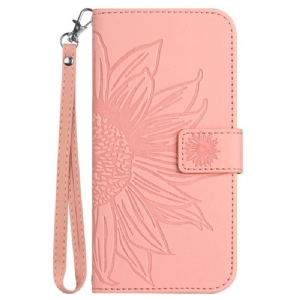 Lederhüllen Sony Xperia 1 Vii Sonnenblumenmuster Mit Riemen