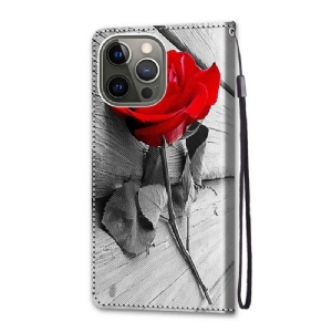 Flip Case Für iPhone 13 Pro Rosenrot