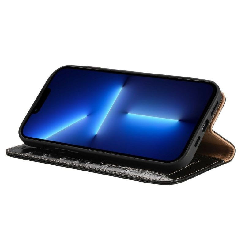 Lederhüllen Für iPhone 13 Pro Echtes Leder In Kroko-optik