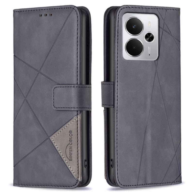 Lederhüllen Für Realme 14 5g Geometrisches Binfen Color-muster
