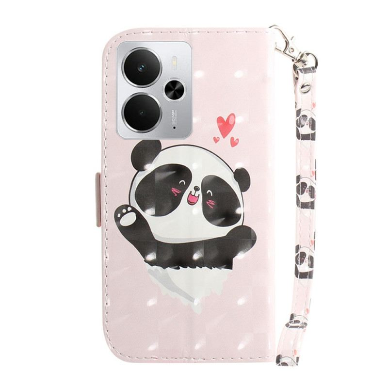Lederhüllen Für Realme 14 5g Panda-liebe Mit Lanyard