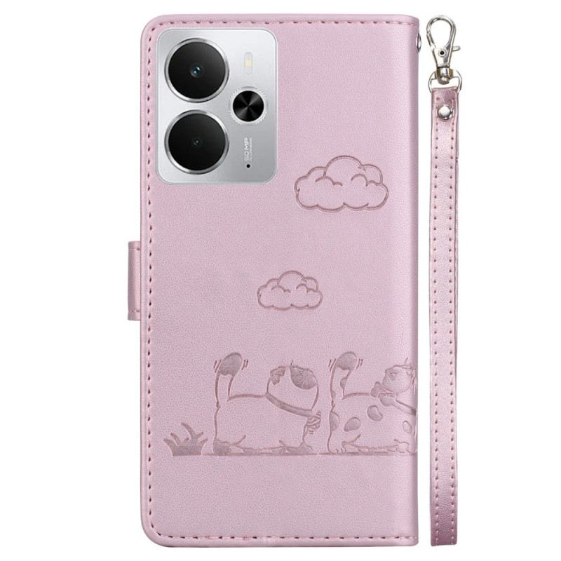 Lederhüllen Für Realme 14 5g Rfid-katzenmotiv-armband