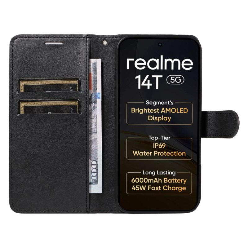 Lederhüllen Realme 14 5g Glatte Lederoptik Mit Riemen