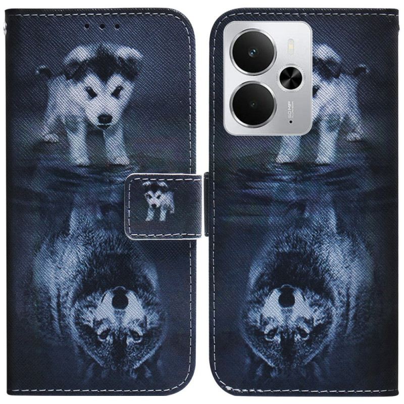 Lederhüllen Realme 14 5g Handyhülle Welpentraum