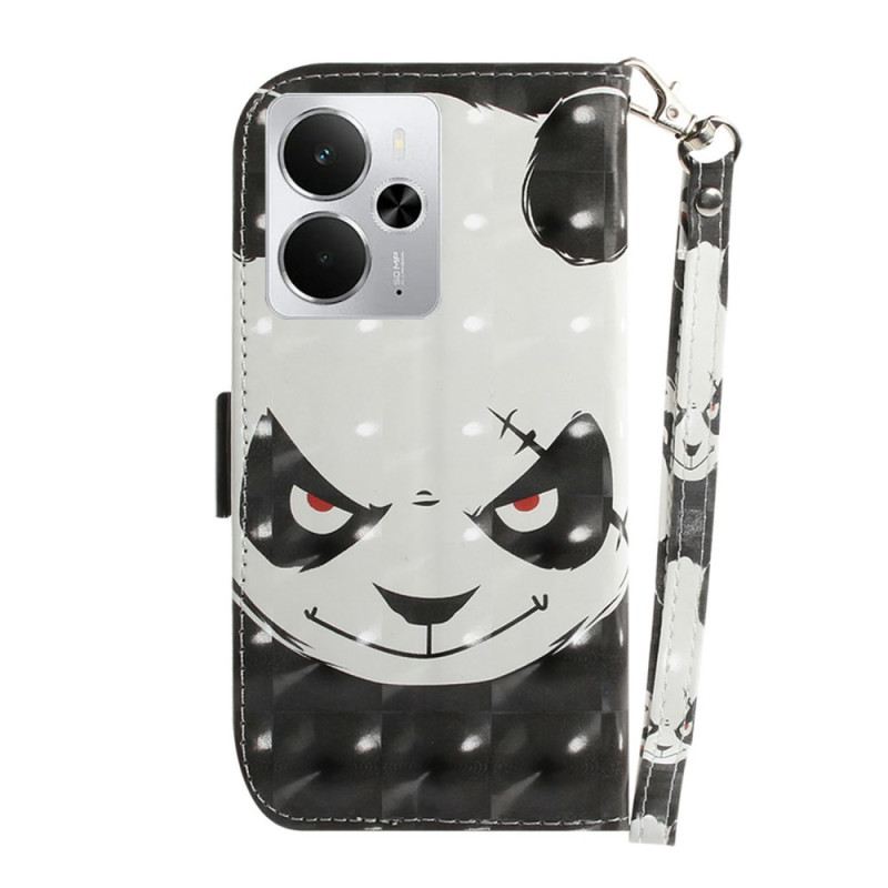 Lederhüllen Realme 14 5g Handyhülle Wütender Panda Mit Lanyard
