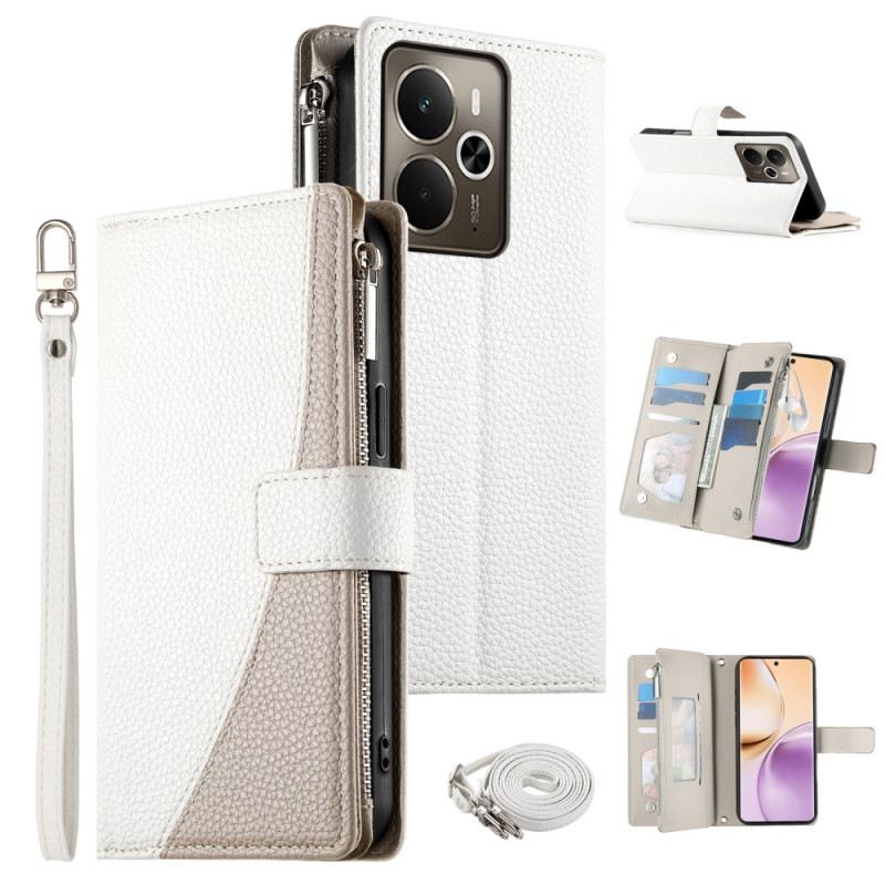 Lederhüllen Realme 14 5g Zweifarbig Mit Riemen