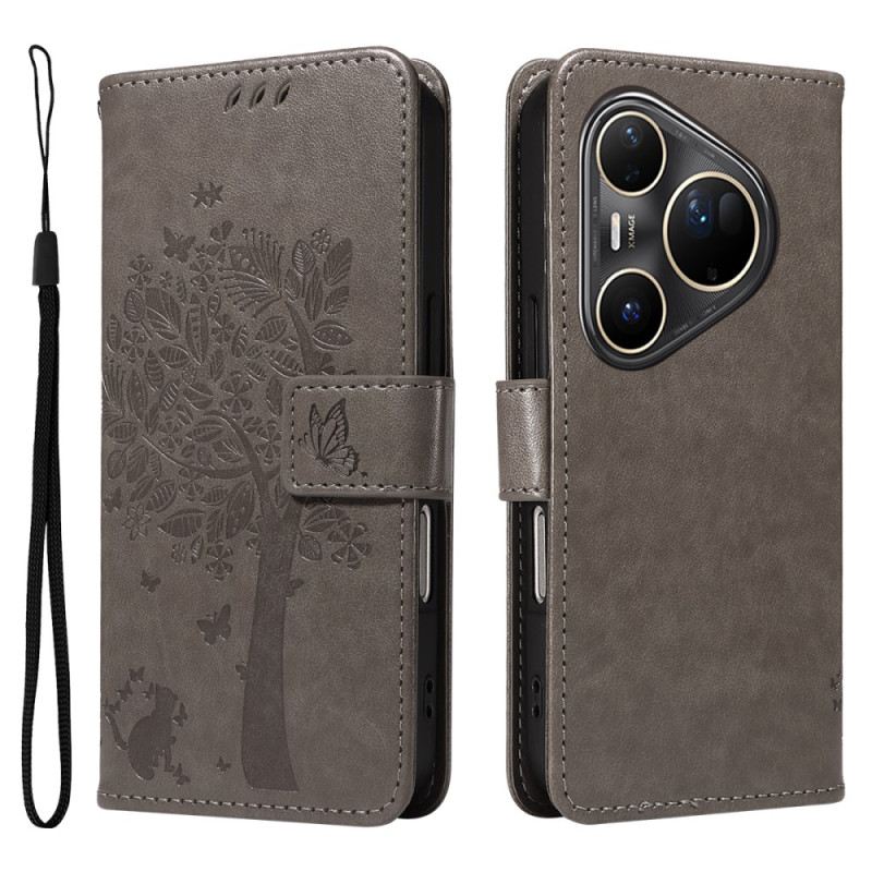 Lederhüllen Für Huawei Pura 80 Ultra Katze Und Baum