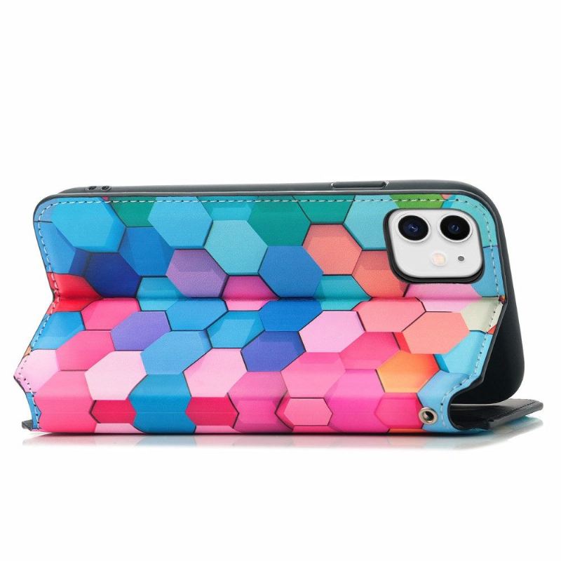 Lederhüllen Für iPhone 11 Anti-Sturz Bunte Wabe