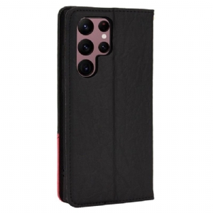 Flip Case Für Samsung Galaxy S22 Ultra 5G Flip Case Retro Kunstleder