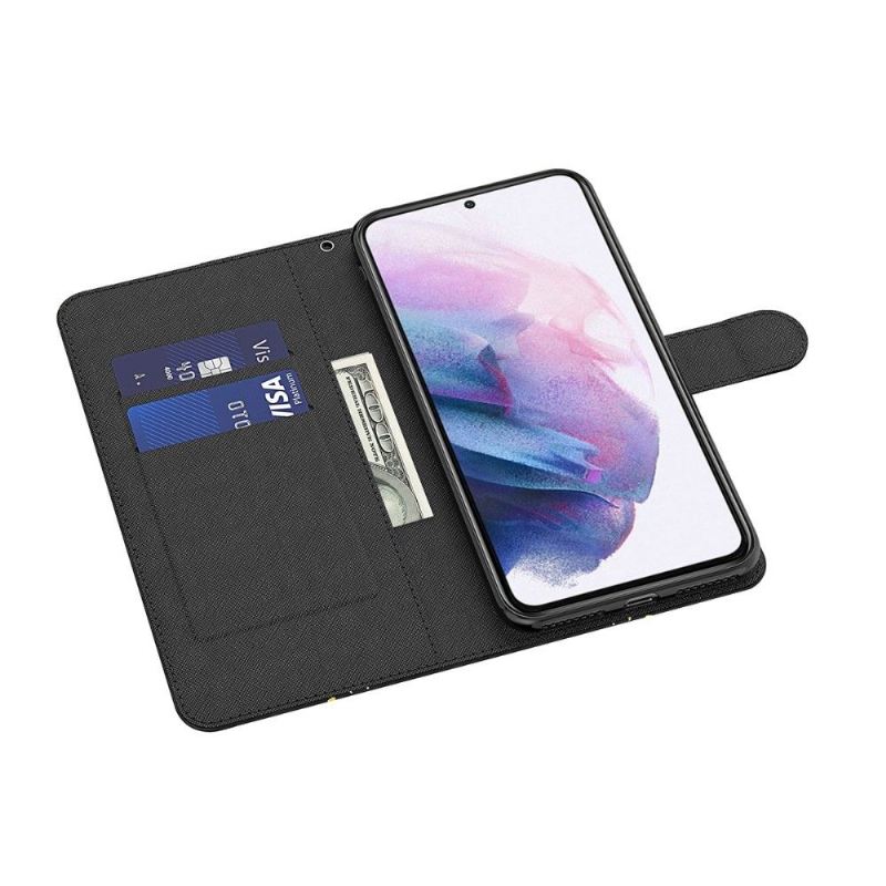 Flip Case Für Samsung Galaxy S22 Ultra 5G Spitzenblumen