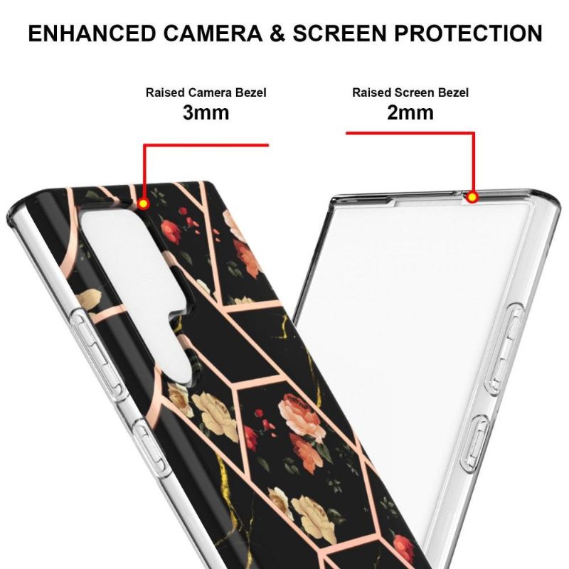 Handyhülle Für Samsung Galaxy S22 Ultra 5G Marmor Und Blumen