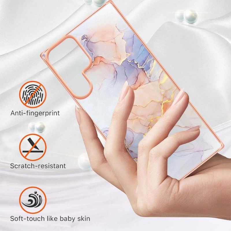 Hülle Für Samsung Galaxy S22 Ultra 5G Farbiger Marmor