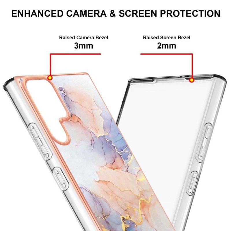 Hülle Für Samsung Galaxy S22 Ultra 5G Farbiger Marmor