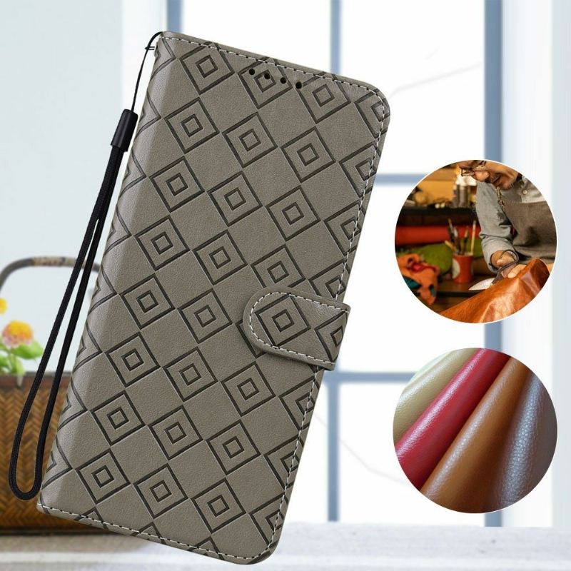 Lederhüllen Für Samsung Galaxy S22 Ultra 5G Flip Case Gitterpatte In Lederoptik
