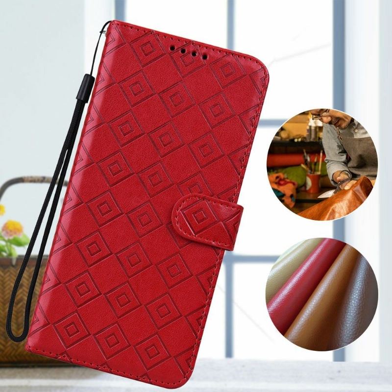 Lederhüllen Für Samsung Galaxy S22 Ultra 5G Flip Case Gitterpatte In Lederoptik