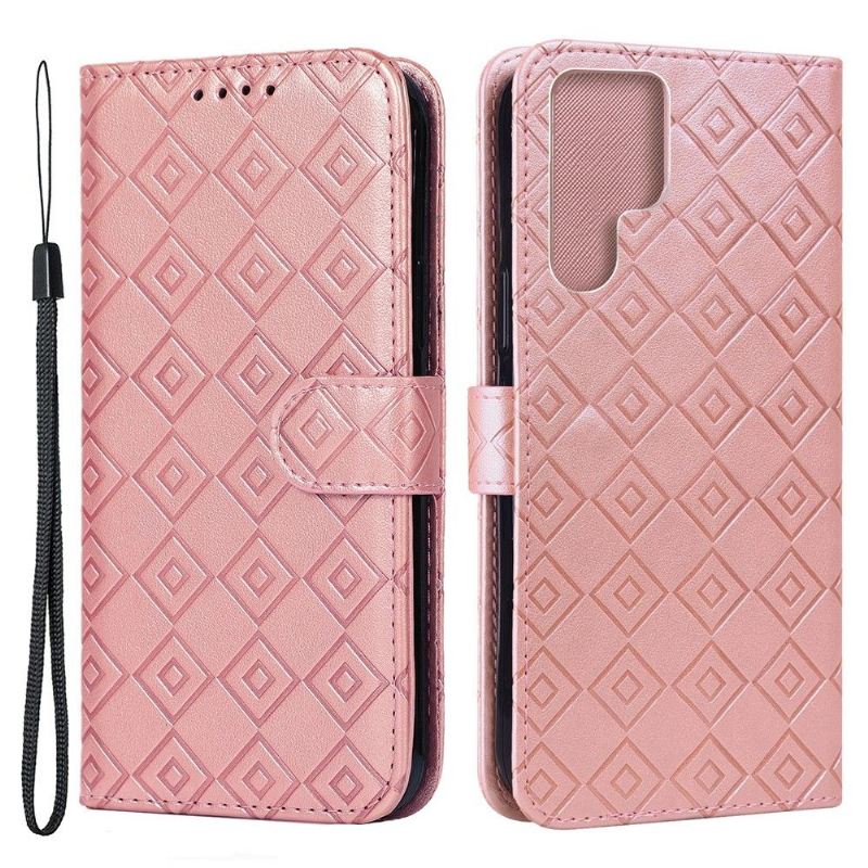 Lederhüllen Für Samsung Galaxy S22 Ultra 5G Flip Case Gitterpatte In Lederoptik