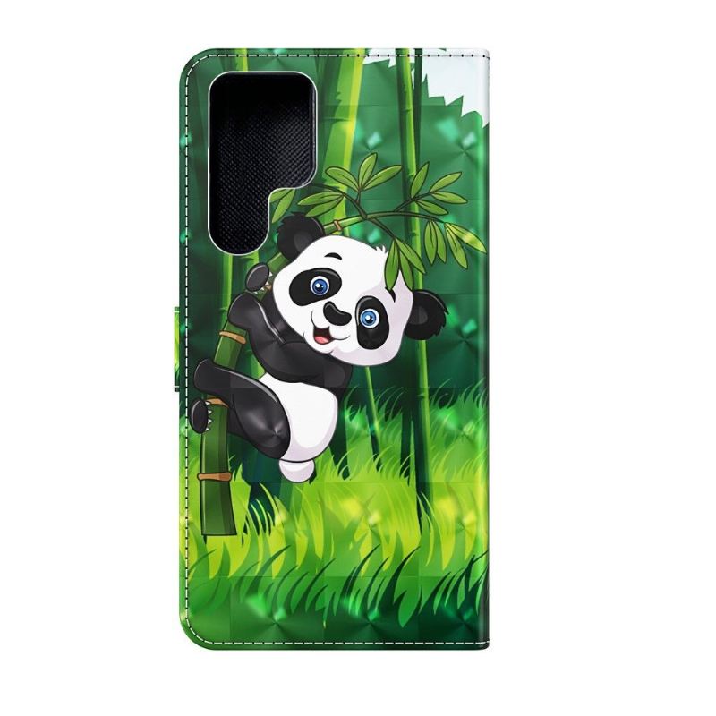 Lederhüllen Für Samsung Galaxy S22 Ultra 5G Schutzhülle Sitzender Panda